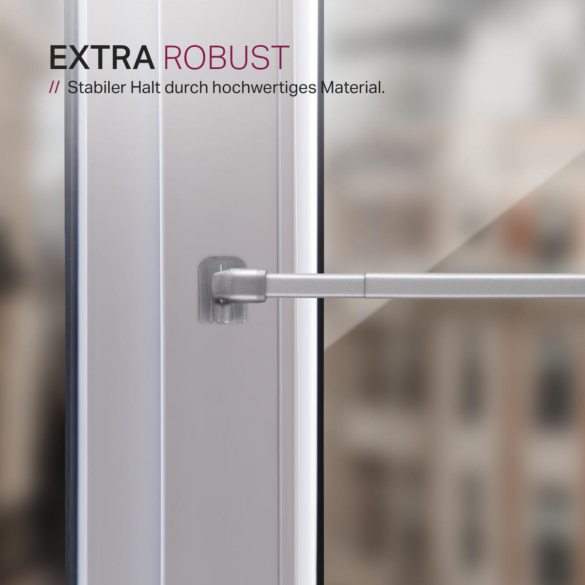 GARDINENSTANGE 2er-Pack Silber Chrom matt 60-90 cm + 4 Selbstklebehaken - Silberfarben, Metall (1/60cm)