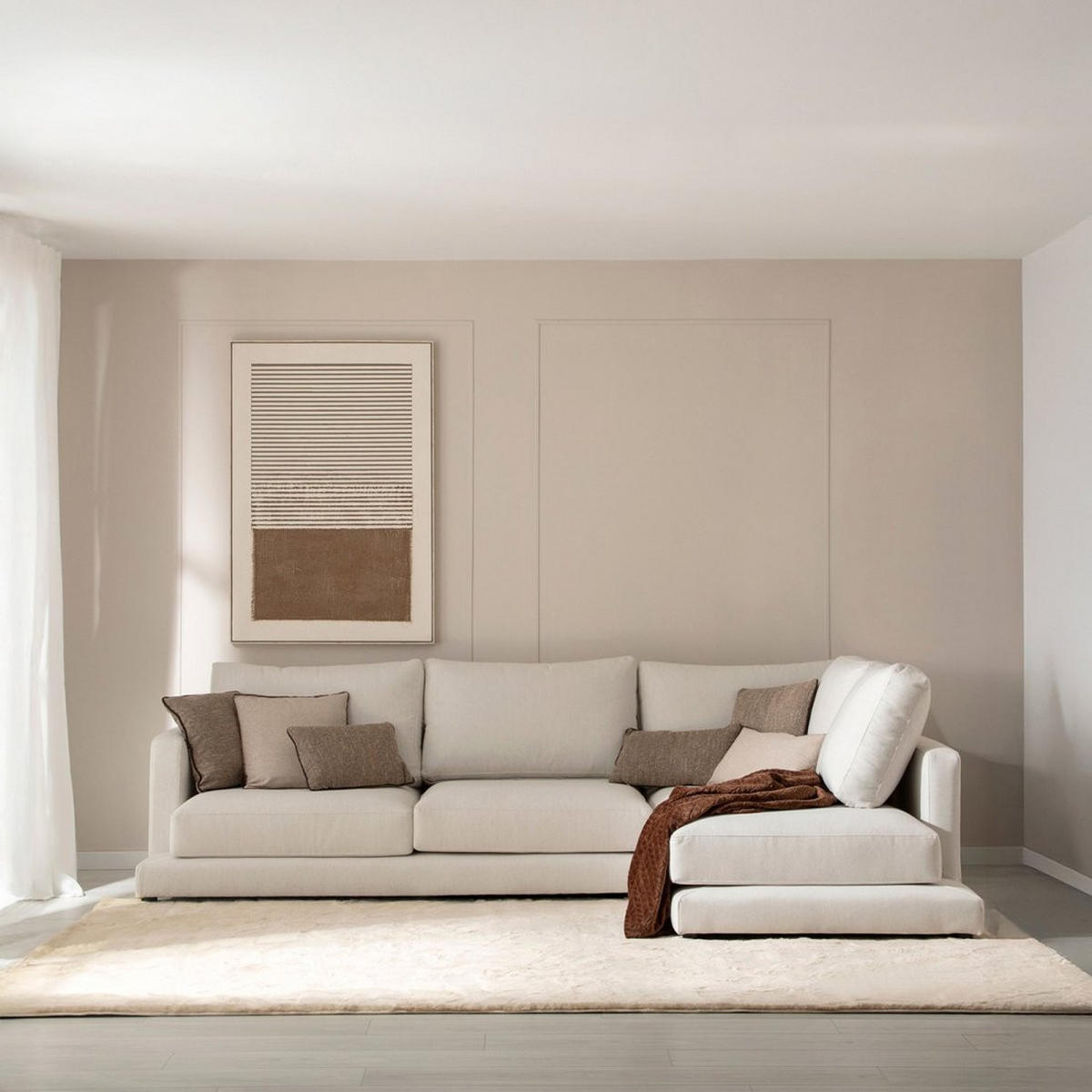 SOFA-CHAISELONGUE Varyag Beige 275 cm x 88 cm - Beige, Textil (275/190cm) - Klast Home