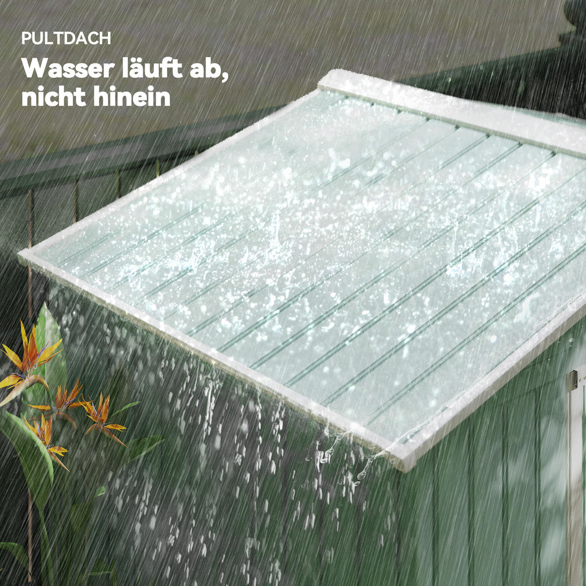 GERÄTEHAUS, Geräteschuppen, Garten Schuppen mit Bodenrahmen, Stahl, Hellgrün - Grün, Metall (130/185/213cm) - Outsunny