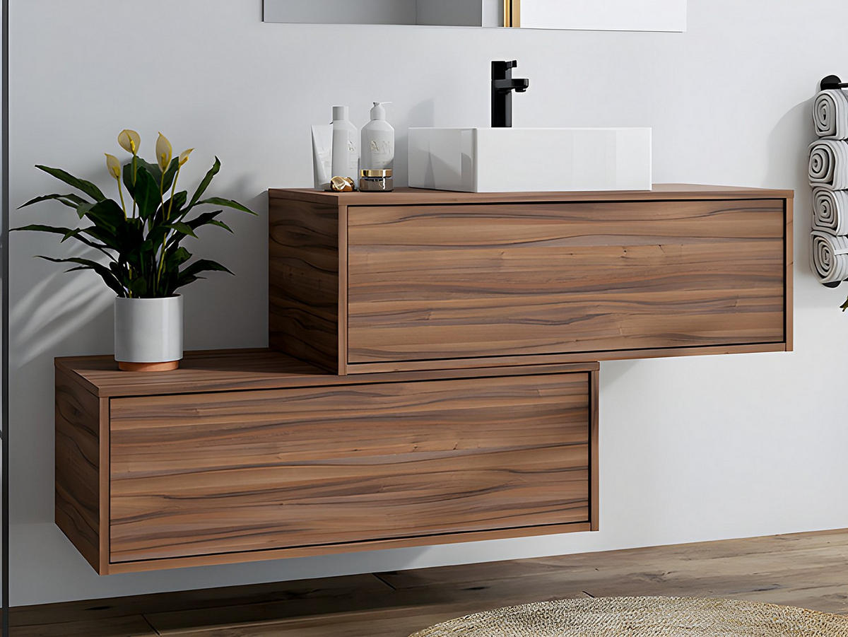 EINZELWASCHTISCH - 94cm x 47cm - Holzspan - naturfarben dunkel - TEANA - Naturfarben, Holz (94/32/47cm) - Vente-Unique