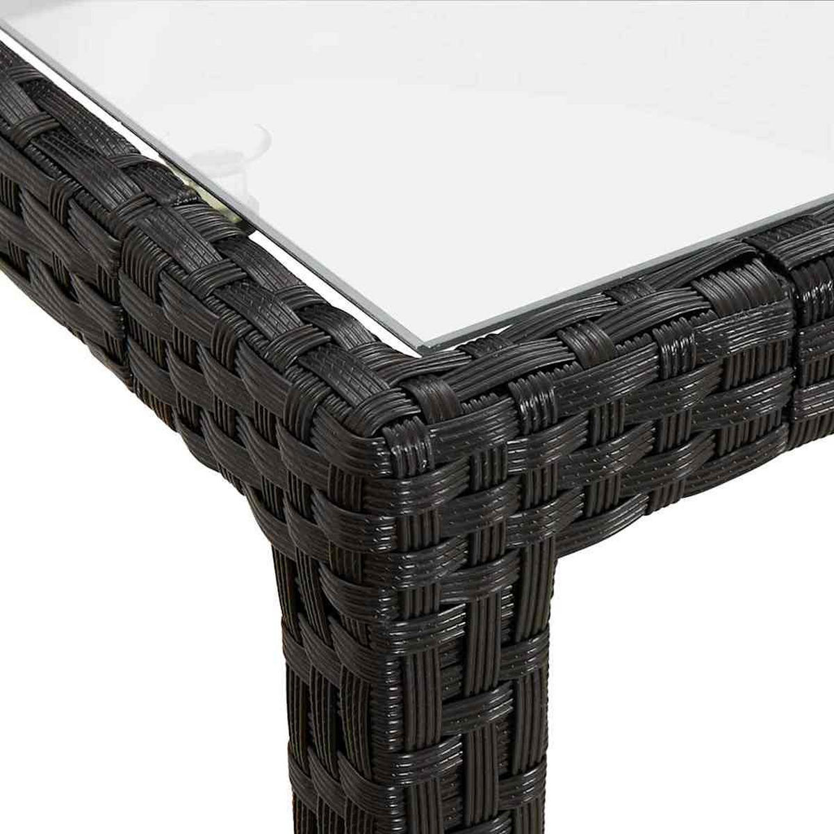 GARTENTISCH 150/90/75 Cm Gehärtetes Glas Poly Rattan Schwarz - Schwarz, Kunststoff (90/150/75cm) - vidaXL