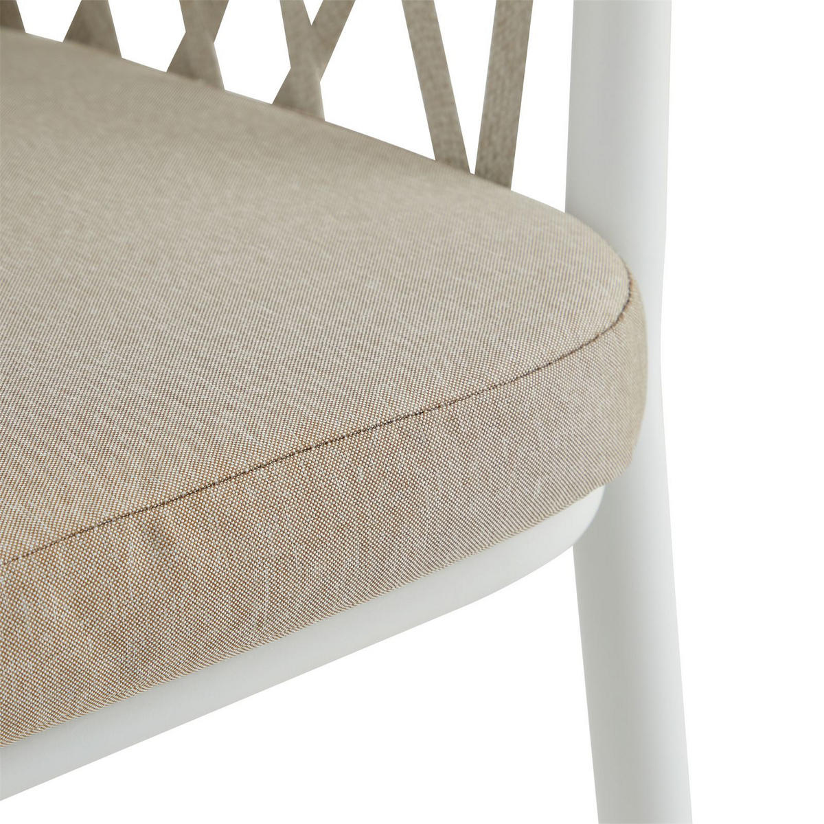 GARTENSTÜHLE SUNNY 6er-Set weiß, champagne - Weiß, Textil/Metall (56/75/62cm) - IDIMEX