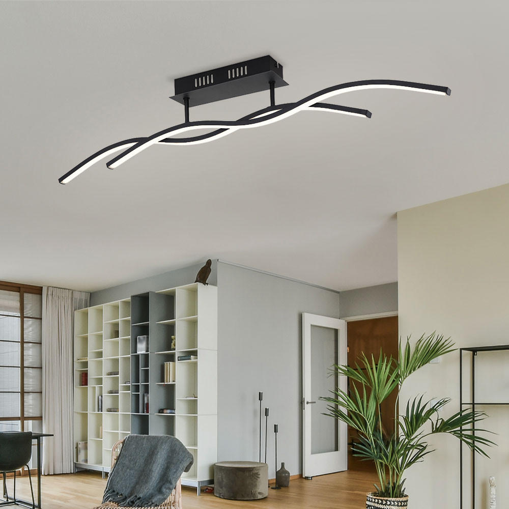 LED DECKENLEUCHTE MARIUS Schwarz Graphit - Schwarz, Metall (88/8/15.5cm) - Globo Lighting