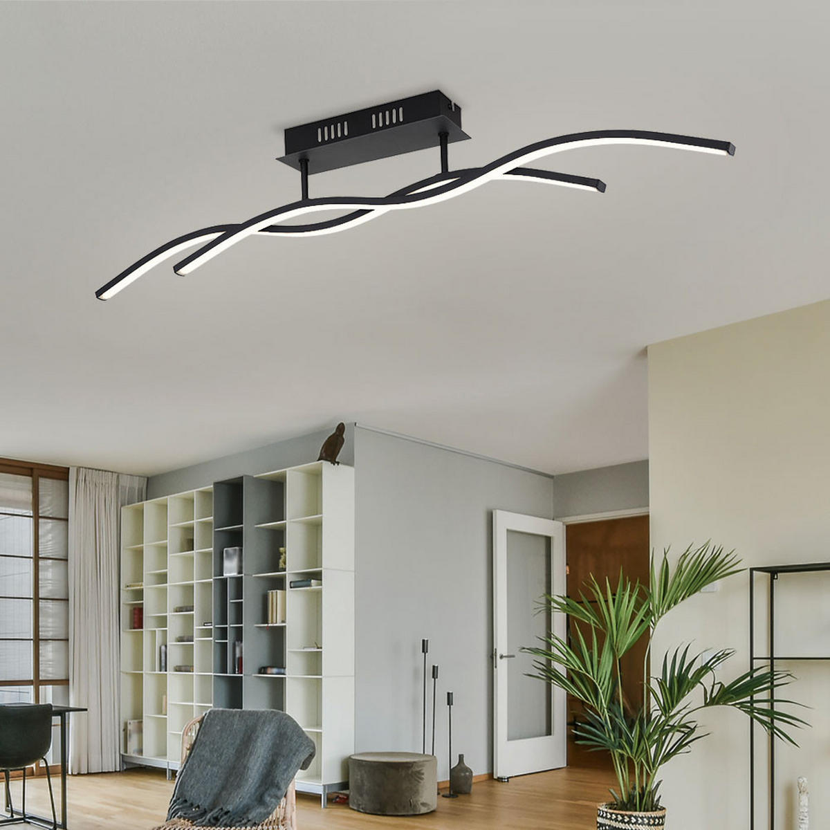 LED DECKENLEUCHTE Marius Schwarz Graphit - Schwarz, Metall (88/8/15.5cm) - Globo Lighting