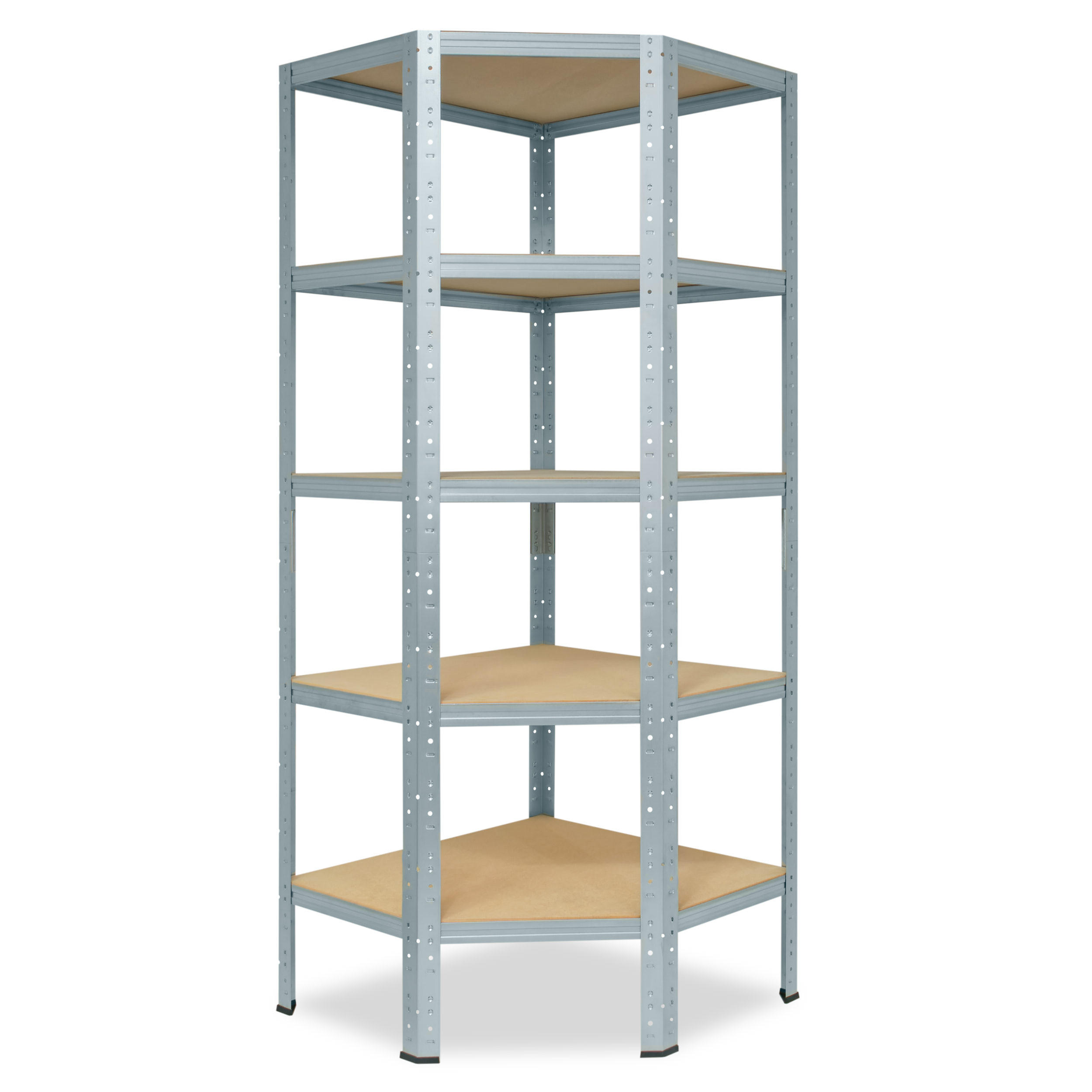 ECKREGAL HOME 180x80x50 cm in verzinkt mit 5 Böden und 175 kg Traglast pro Boden - Silberfarben, Metall (80/180/50cm) - shelfplaza