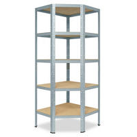 ECKREGAL HOME 180x80x50 cm in verzinkt mit 5 Böden und 175 kg Traglast pro Boden - Silberfarben, Metall (80/180/50cm) - shelfplaza