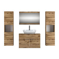 BADMÖBEL-SET LUMIRE LOFT III Wotan Eiche mit Spiegel - Braun, Holzwerkstoff (80/52/46cm) - Lookway