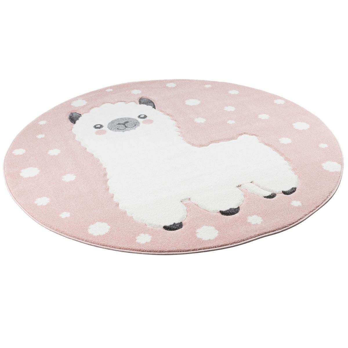 KINDER TEPPICH MAUI KIDS ALPAKA RUND - Rosa, Textil (120/120cm) - Pergamon
