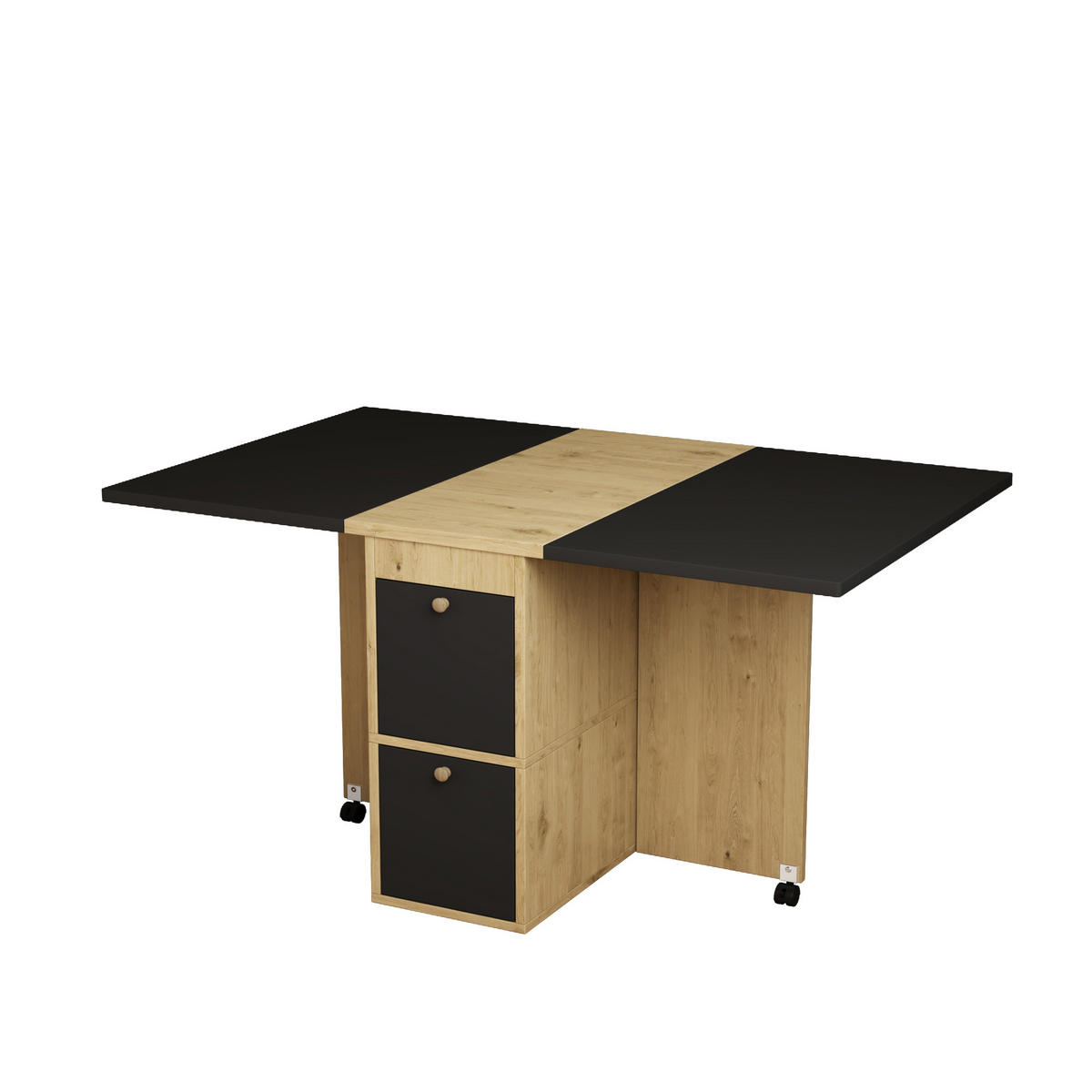 ESSTISCH SET 120x80x75cm 4 Stühle Weiß Eiche Schwarz - Schwarz/Weiß, Holzwerkstoff (80/120/75cm) - FLIEKS
