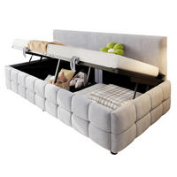 POLSTERBETT 90/200 cm Hellgrau aus Samt mit Stauraum - Hellgrau, Textil (90/200cm) - OKMYHOME