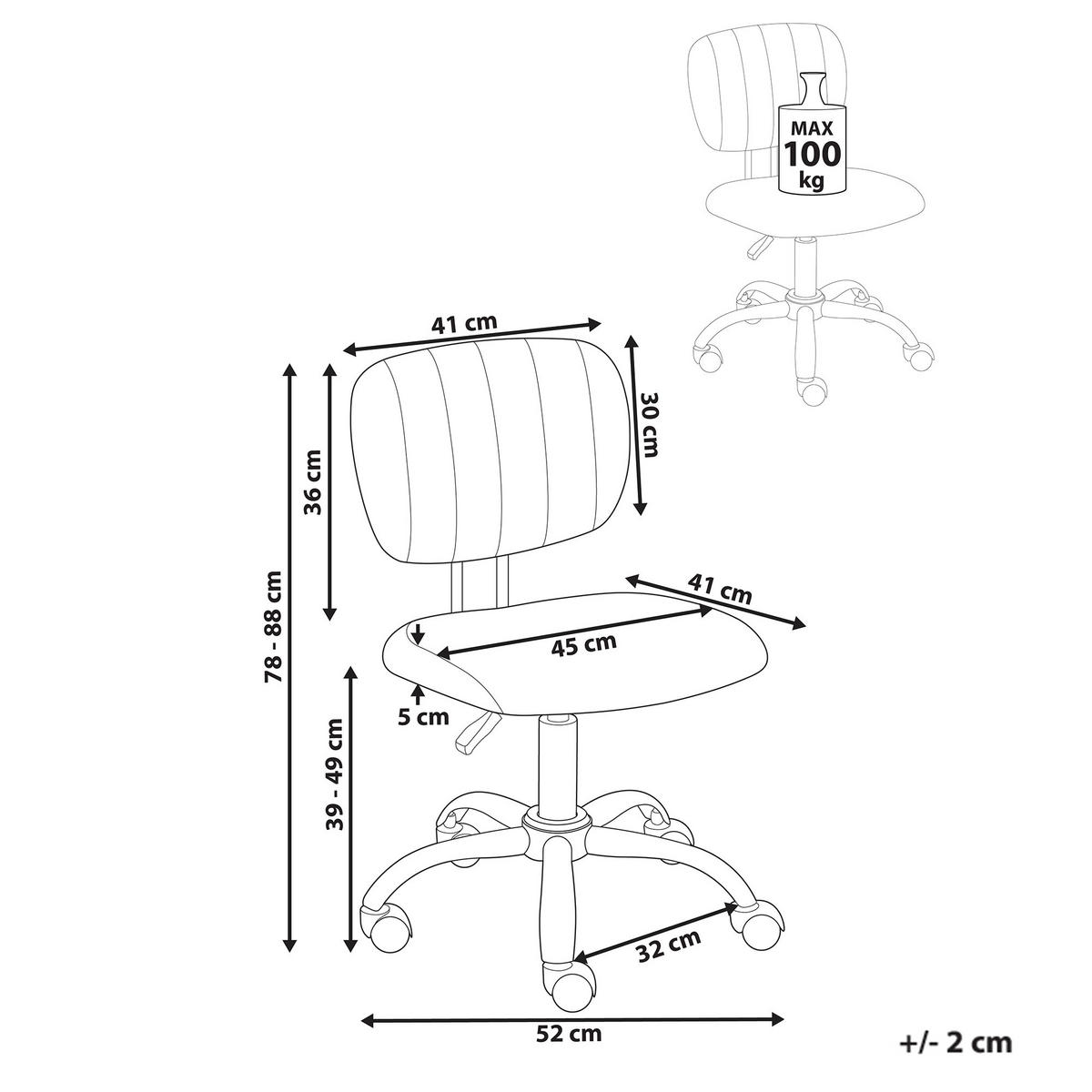 SCHREIBTISCHSTUHL Stoff Hellgrau Bubbly - Hellgrau, Textil (52/78/52cm) - Beliani