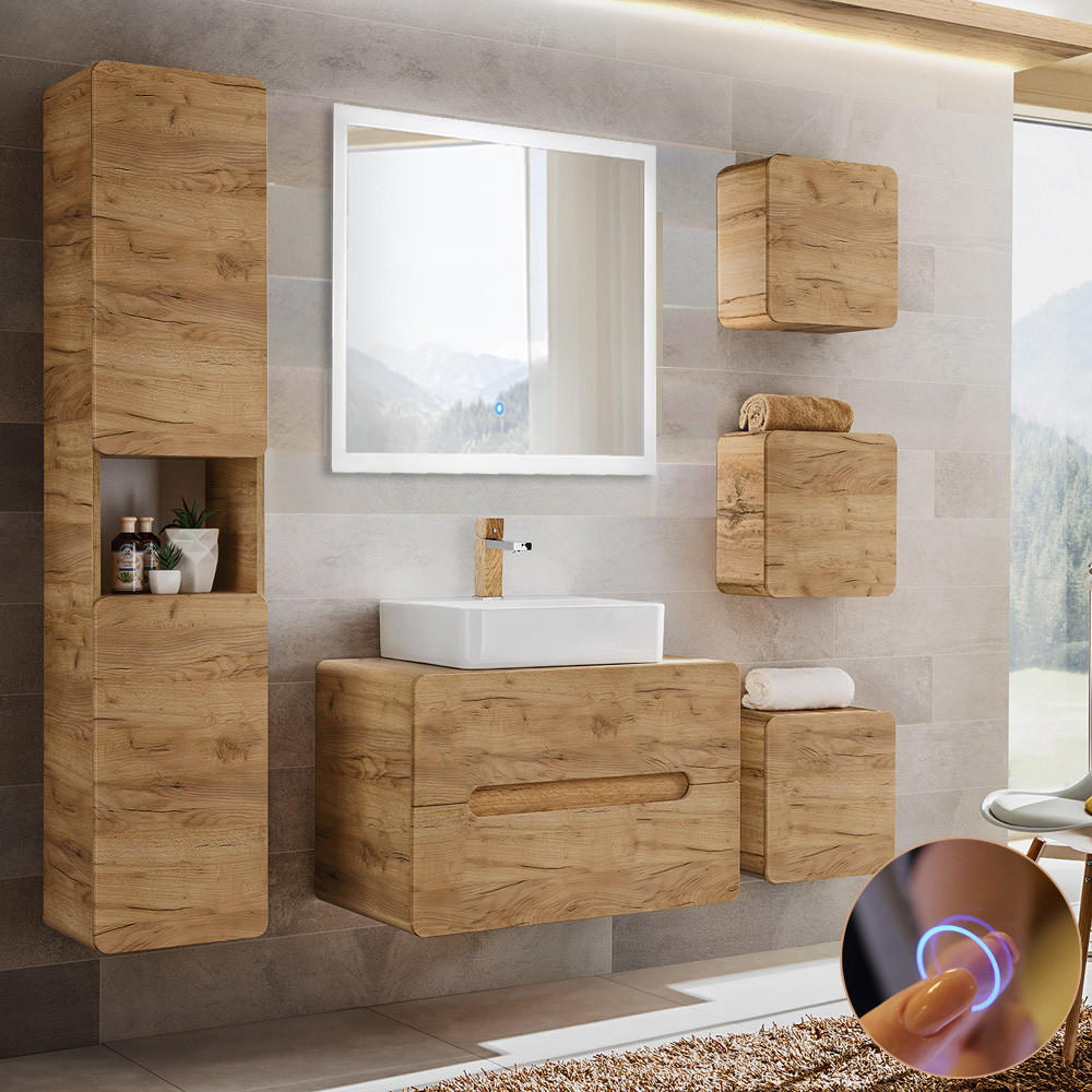 BADMÖBEL-SET 6-TLG. Luton-56 - Braun, Holzwerkstoff (180/200/46cm) - Lomado