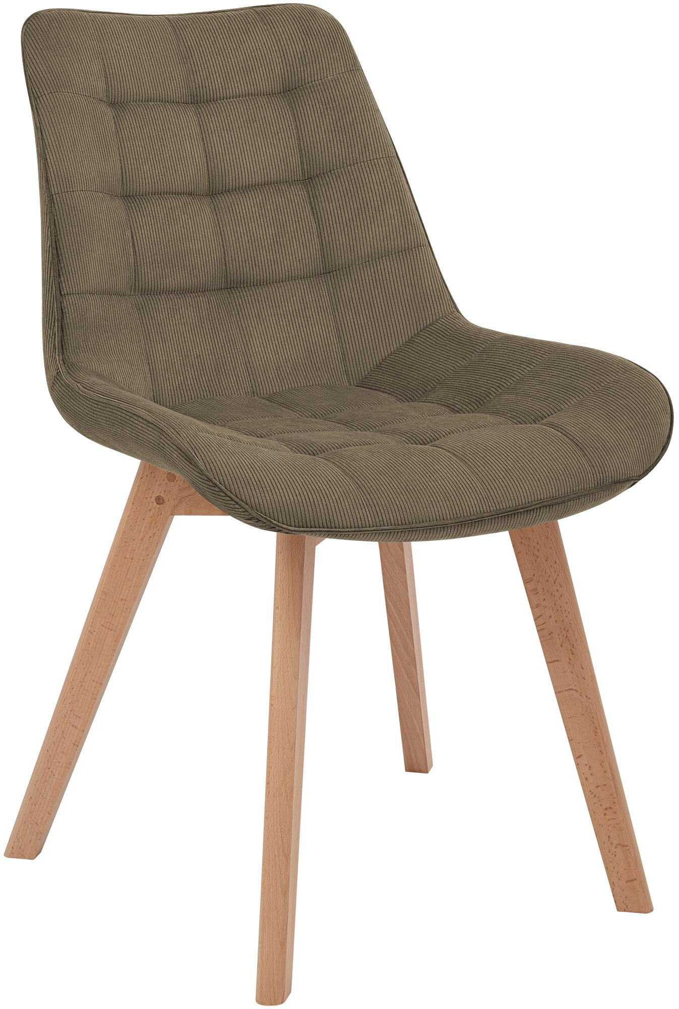 STUHL Cord Taupe - Taupe/Eukalyptusholzfarben, Holz/Textil (53/84/63cm) - CLP