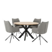 MÖBELSET Massivholztisch Avola, 4er Set Diningsessel Ginosa dunkelgrau - Dunkelgrau/Schwarz, Holz/Textil (110/76/110cm) - bene living