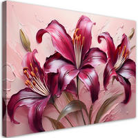WANDBILD rote pastelllilien blumen - Pink, Textil (60/40cm) - Feeby