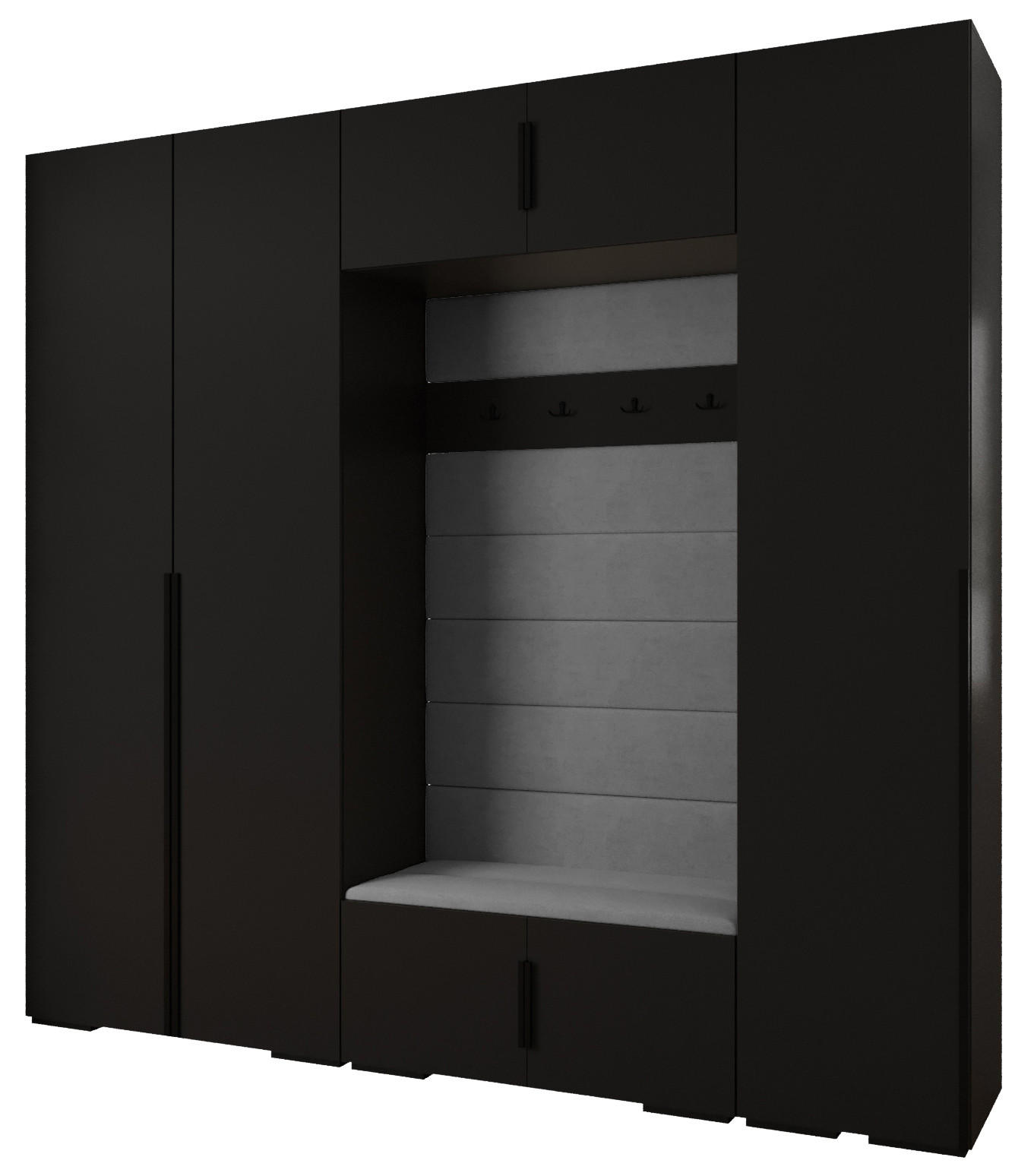 Abiks Möbel Garderoben-Set Schwarz, Grau 250x236.7x47 cm