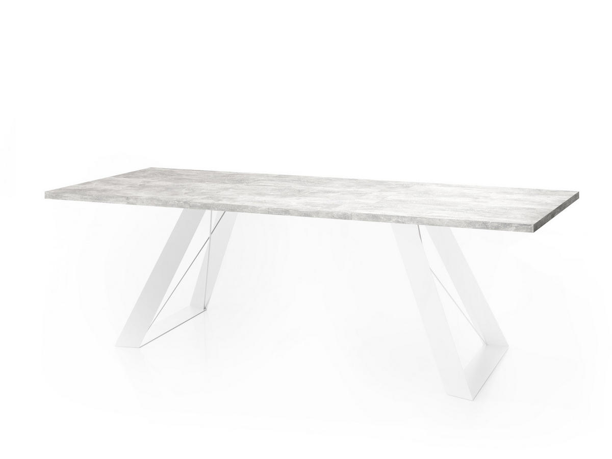 ESSTISCH Colter Weiß rechteckig ausziehbar, Grauer Beton 140-240/80/76 cm - Hellgrau/Weiß, Holzwerkstoff/Metall (140/80/76cm) - WFL GROUP