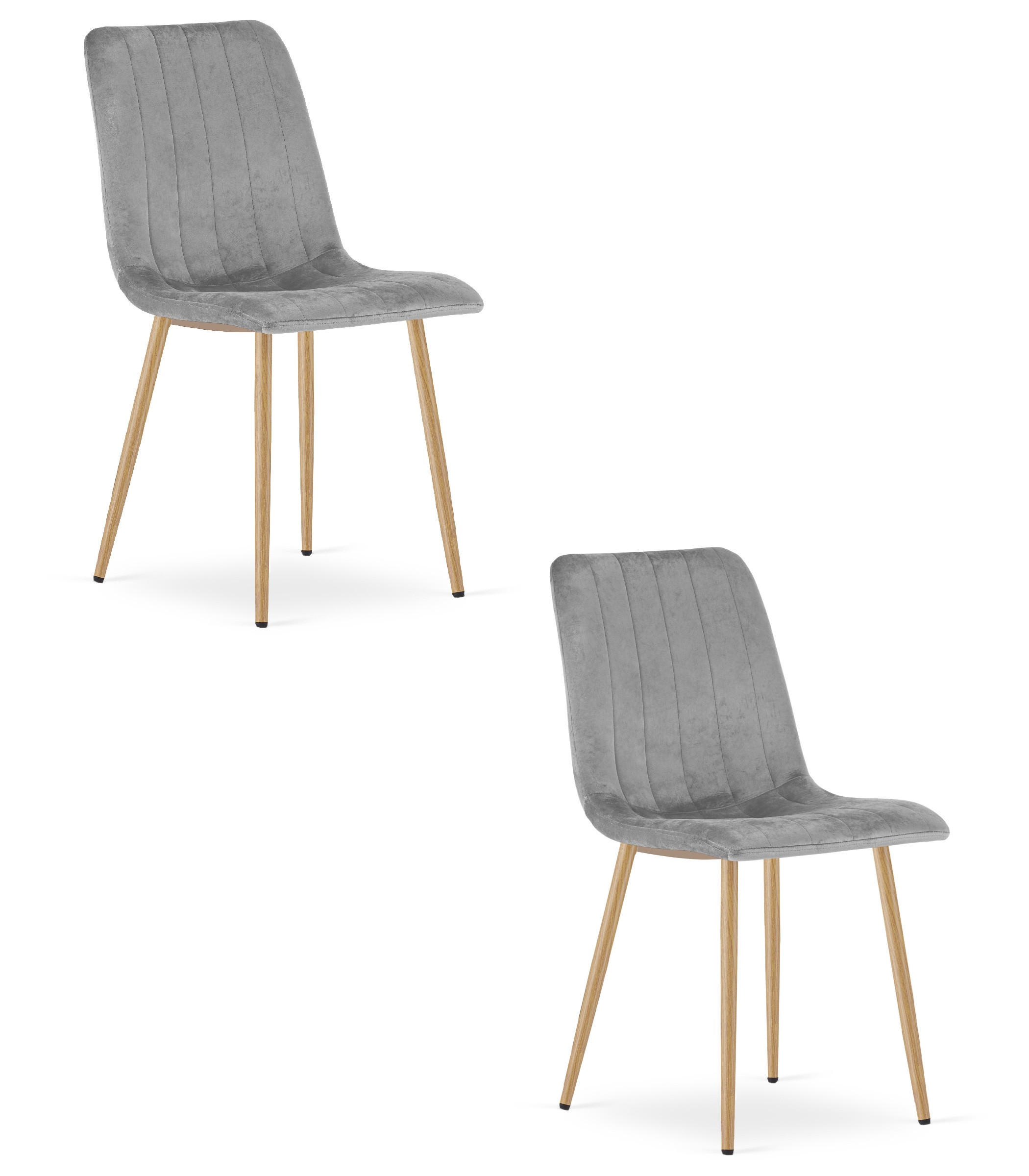 ESSZIMMERSTUHL 2-er Set JEWA hellgrauer Sitz, Beine in Holzfarbe - Eichefarben/Hellgrau, Textil (43/90/51cm) - Valora