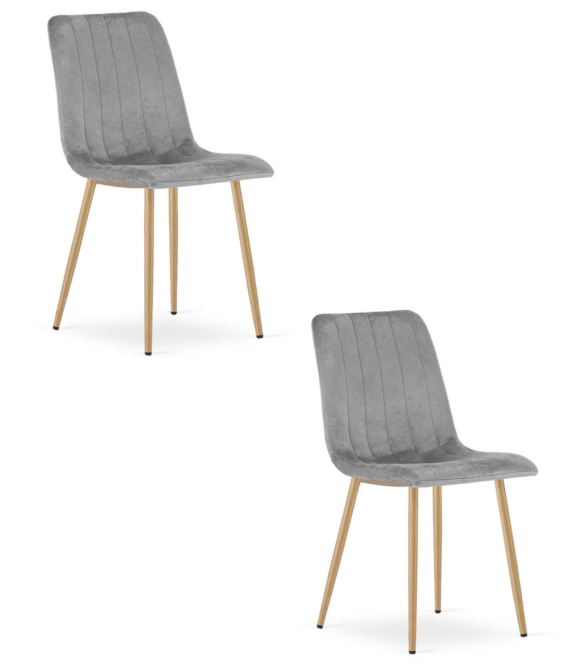 ESSZIMMERSTUHL 2-er Set JEWA hellgrauer Sitz, Beine in Holzfarbe - Eichefarben/Hellgrau, Textil (43/90/51cm) - Valora