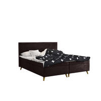 BOXBETT Mit Bettkasten Matratze + Topper BELLA Stoff Riviera Braun 160x200 cm H3-Bonell - Braun, Holz (160/200cm) - Kaiser Möbel