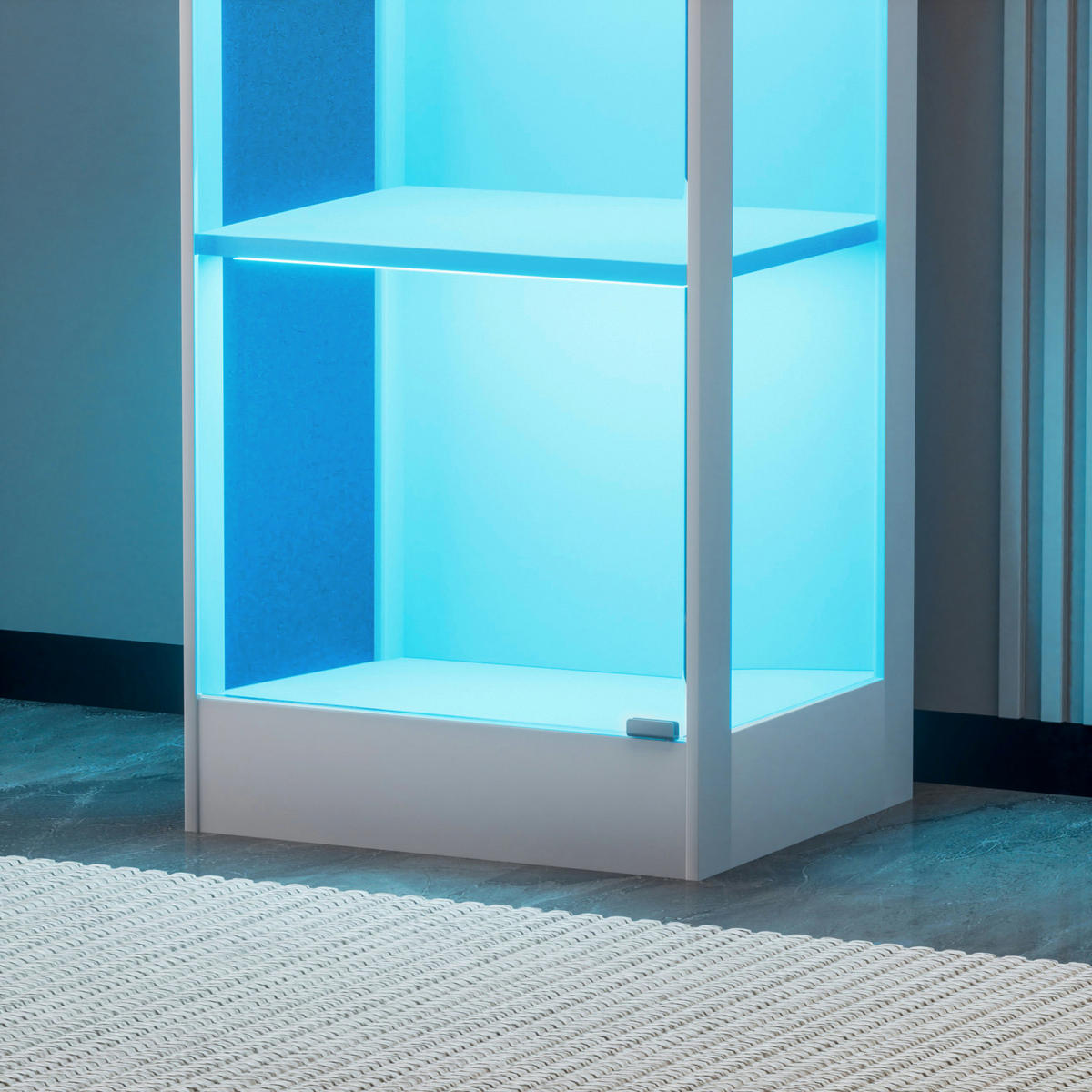 VITRINENSCHRANK 40/35/165 cm,Glasvitrine mit LED Beleuchtung und Ladestation Weiß - Weiß, Glas (40/165/30cm) - PARAFTA HOME
