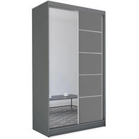 SCHWEBETÜRENSCHRANK Marika 120/216/61 graphit mit Spiegel und Schubladen - Graphitfarben, Holzwerkstoff (120/216/61cm) - Beautysofa