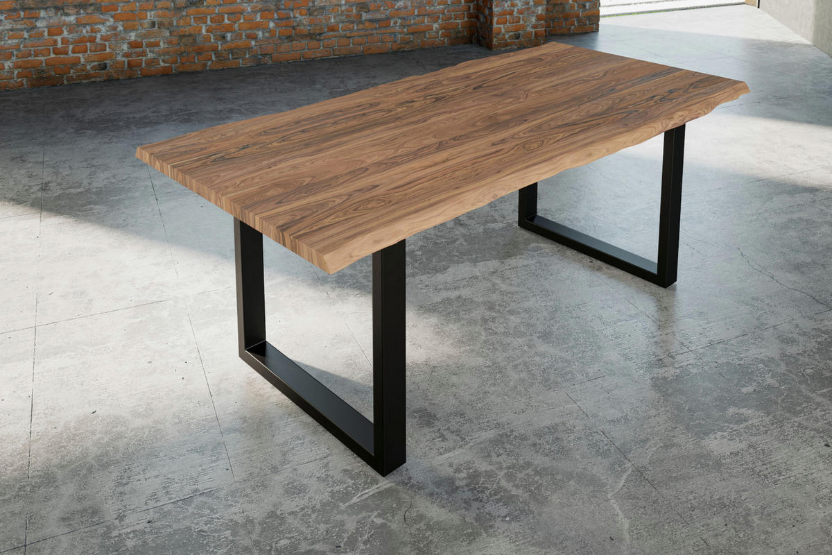 ESSTISCH LAUREN - Beige/Schwarz, Holz/Metall (100/200/77cm) - SAM