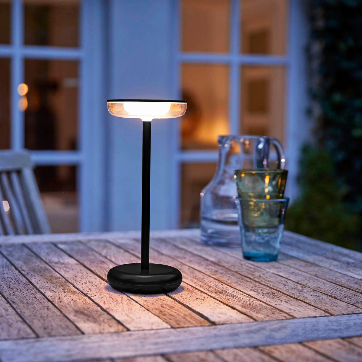 LED-TISCHLAMPE Schwarz Dimmbar Akku 1800mAh 180lm warmweiß Touch USB-C Nachttischleuchte Höhe 27,4 cm - Schwarz, Kunststoff (11/11/27.4cm) - Northpoint