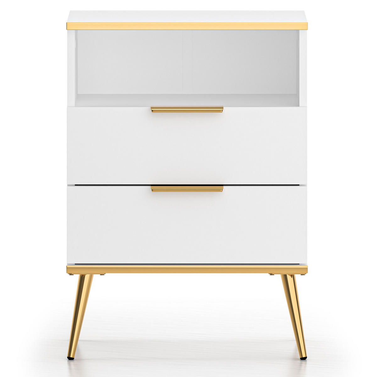NACHTTISCH VELTI,Weiß - Weiß, Holzwerkstoff (50/70/34cm) - KONSIMO®