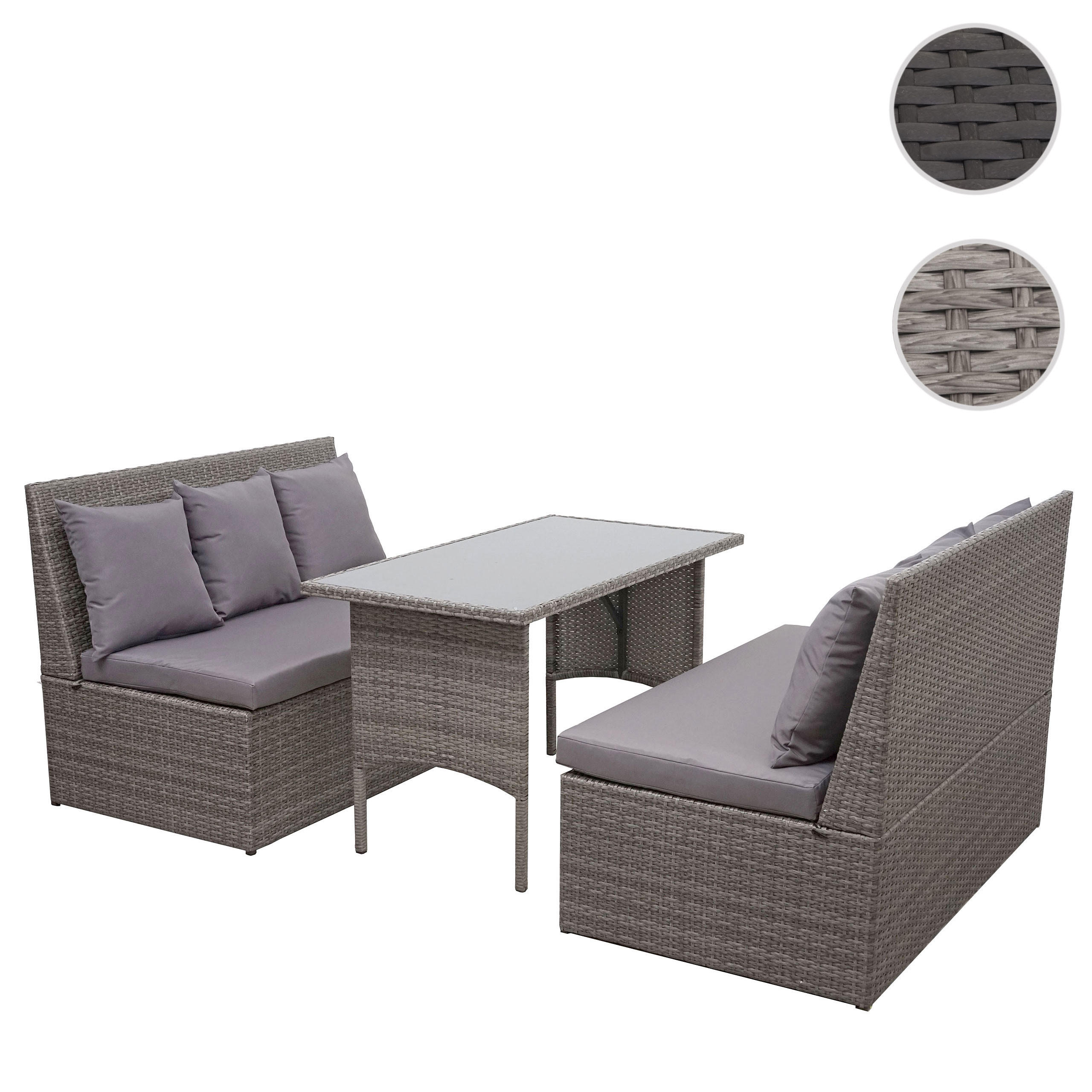 POLY-RATTAN GARNITUR Grau - Grau, Kunststoff - MCW