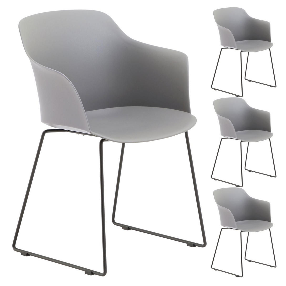 GARTENSTÜHLE FORO 4ER-SET - Grau, Textil (58/82/52cm) - IDIMEX