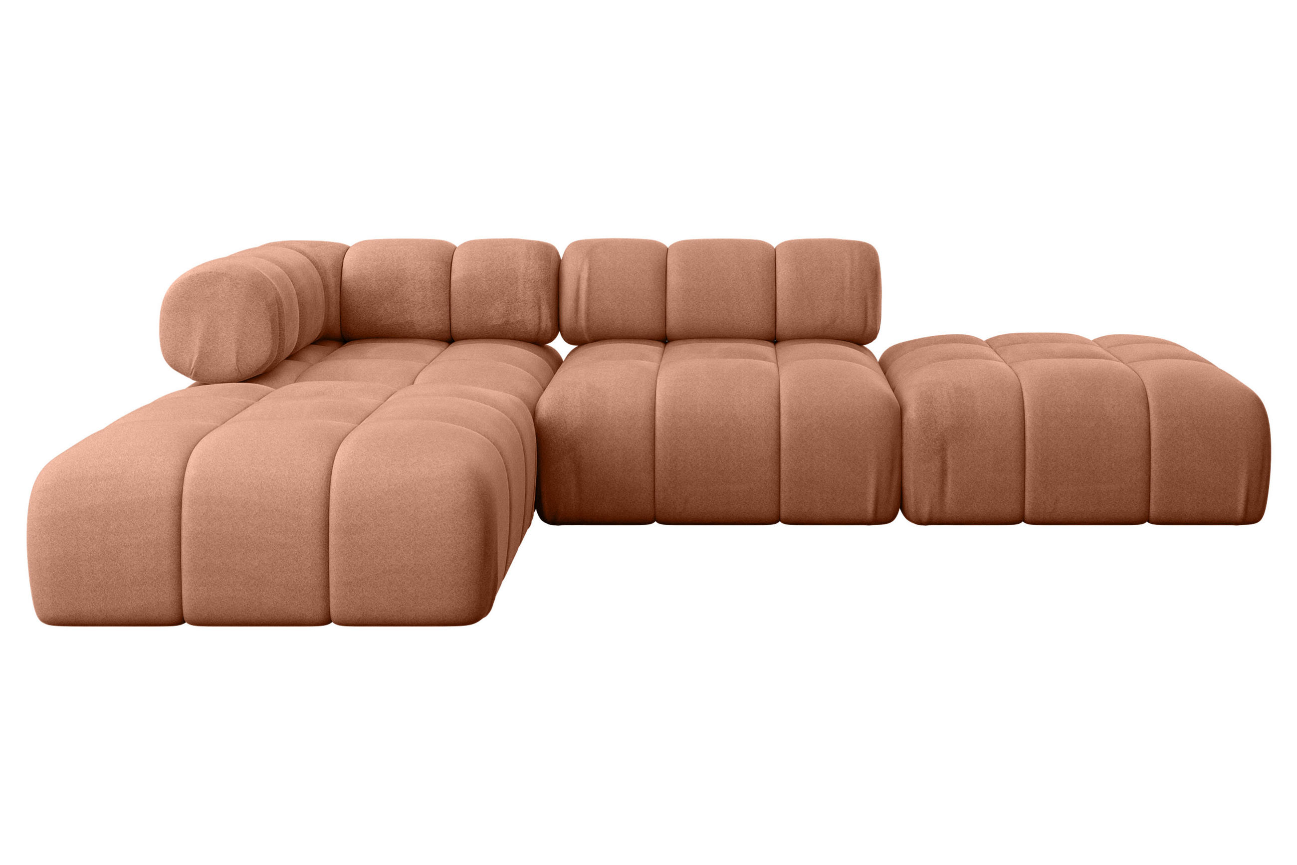 ECKSOFA modulares Sofa Kerru-L1 - 285x190x70 cm Apricot Velours - Koralle, Holzwerkstoff/Textil (285/190cm) - ALTDECOR