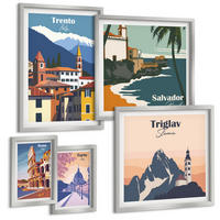 BILDER SET 5er Set - 50x50 cm & 20x30 cm & 40x60 cm Silberner Rahmen - Blicke auf berühmte Orte am Meer - Silberfarben, Kunststoff (40/60cm) - TULUP