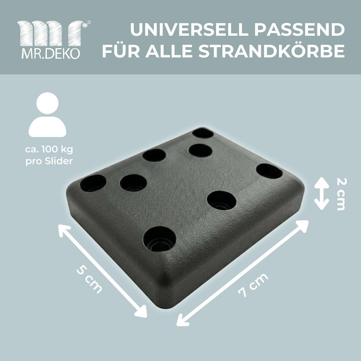 GLEITER PE 4er Set für Strandkorb - Schwarz/Braun, Kunststoff (5/2/7cm) - Mr. Deko