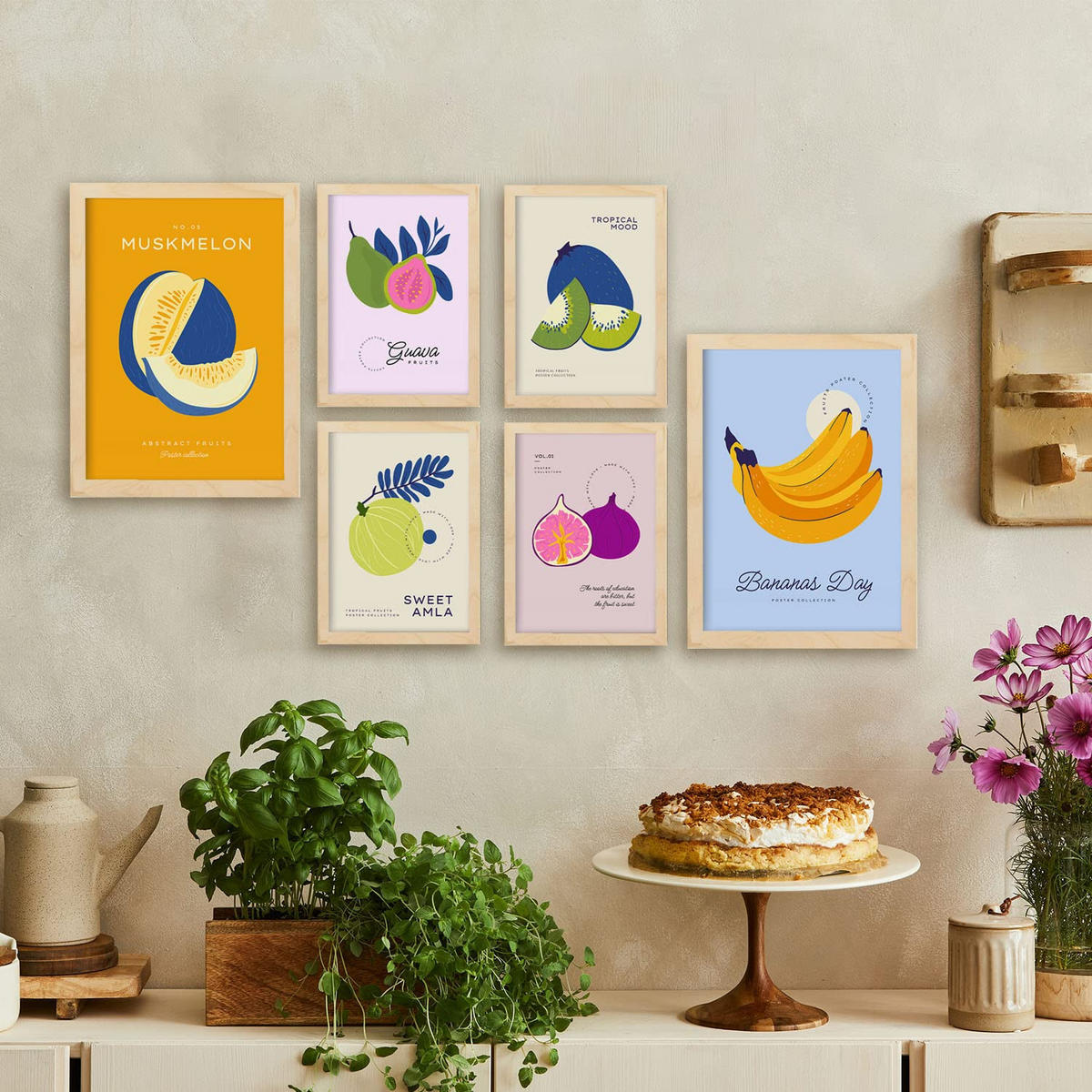 POSTER Set Mit 6 Lebensmittel Und Ernährungs Tropische Früchte A3 & A4 Rahmenlos - Klar, Papier (29/3cm) - Nacnic