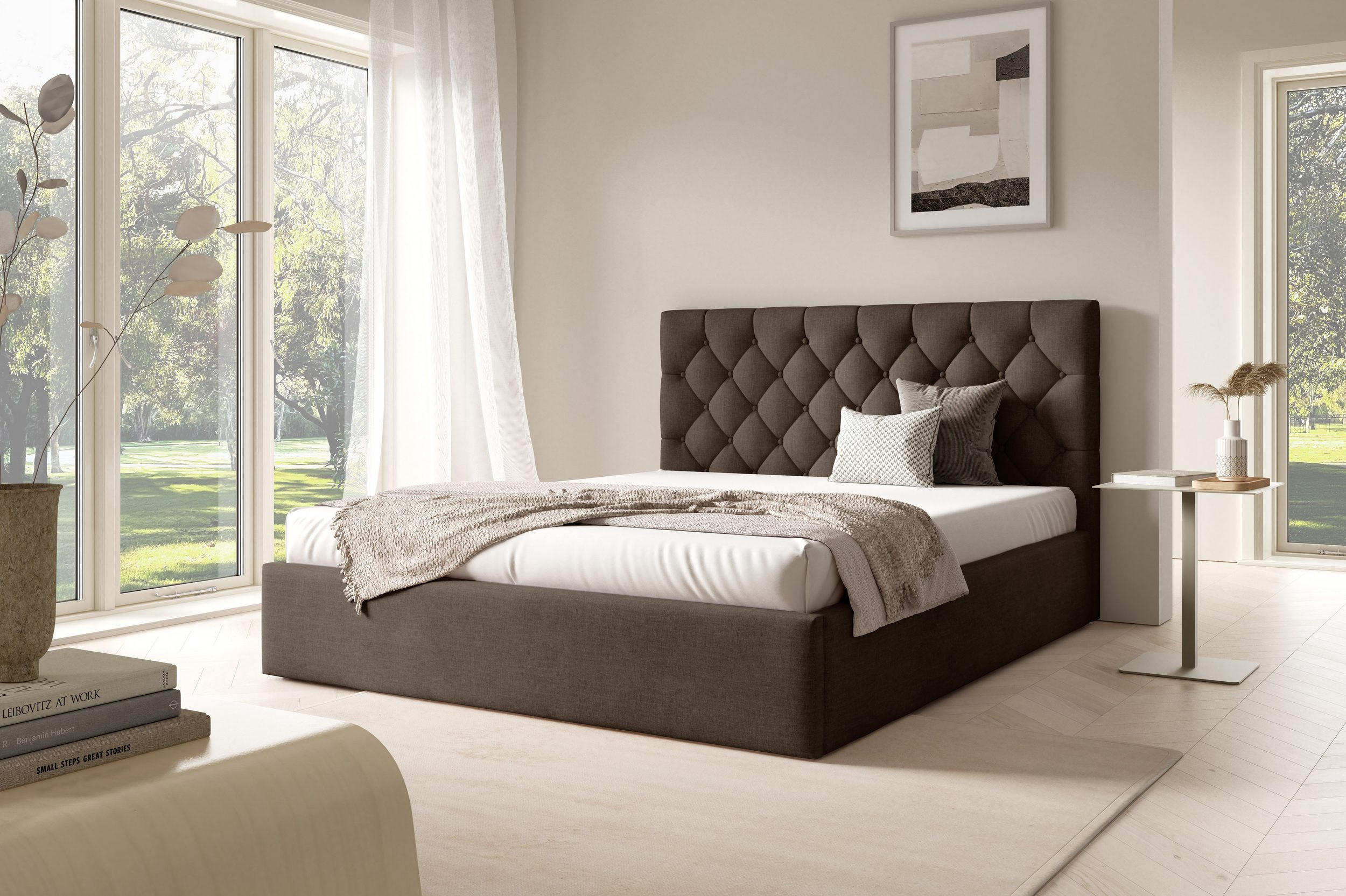 POLSTERBETT BEZA IV - Braun - Beige, Holz/Textil (140/200cm) - AN-Moebel 4u