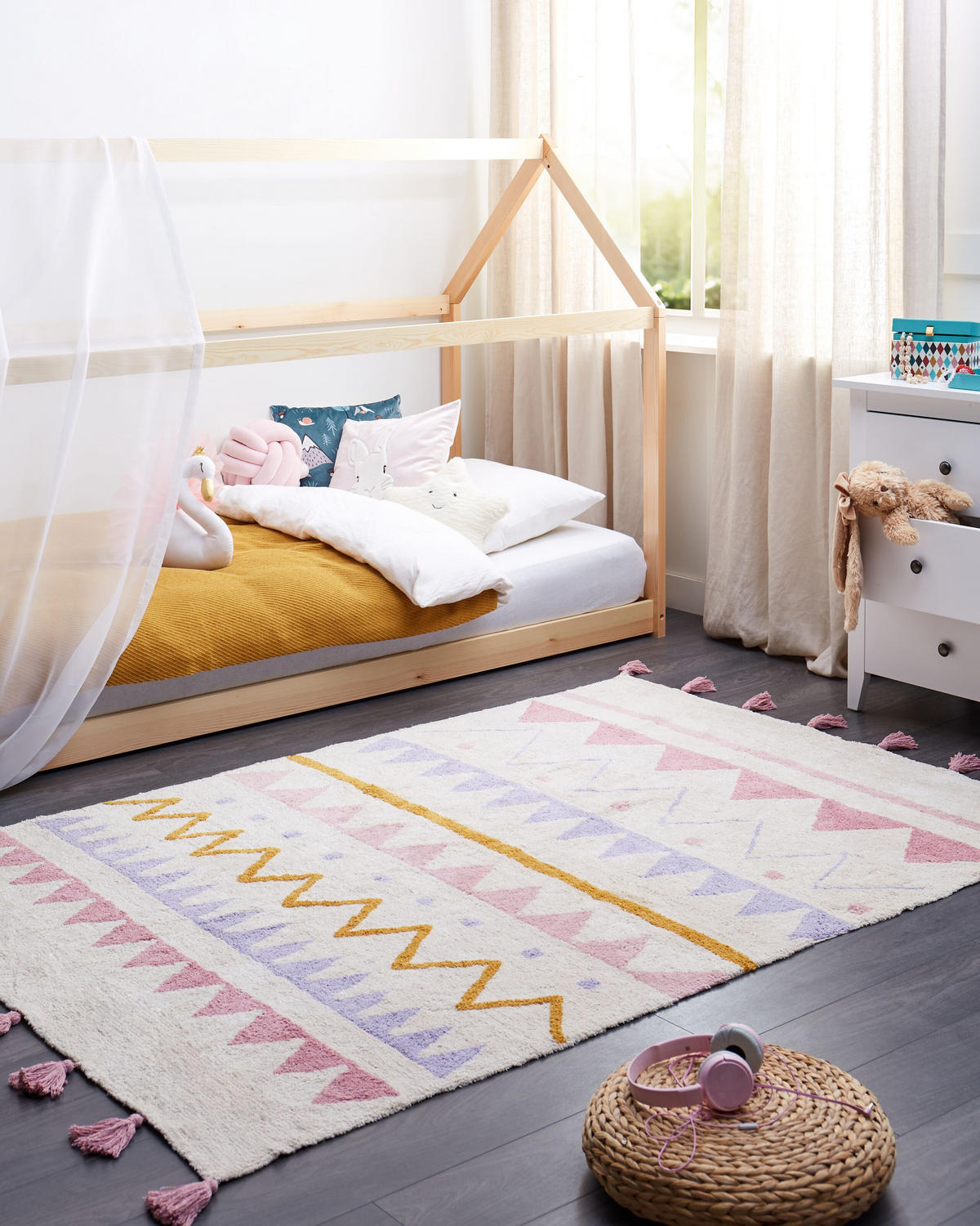 DĚTSKÝ KOBEREC Růžový 140/200 cm Bavlna Zaysan - béžová, textil (140/200cm) - Beliani