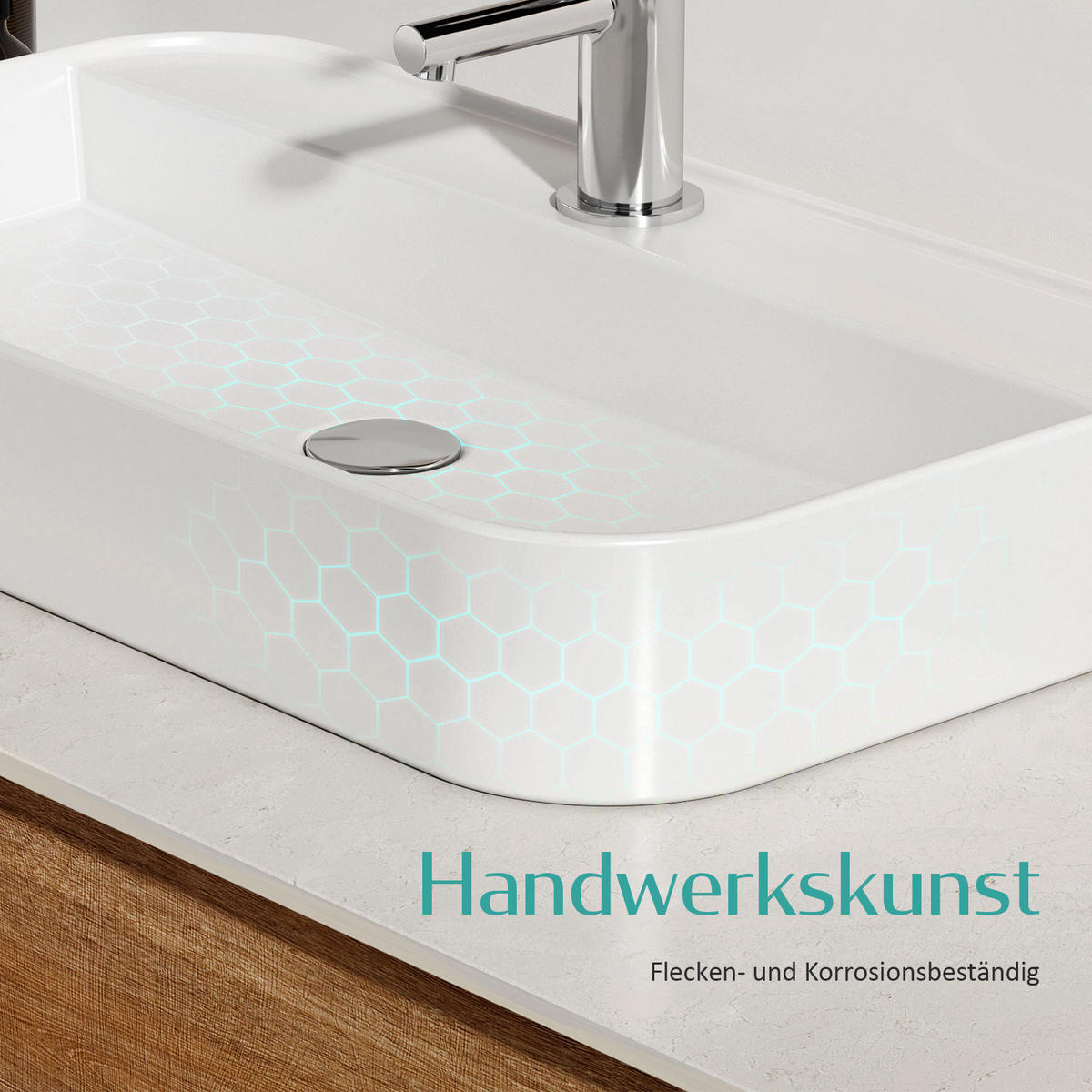 WASCHBECKEN Weiß 50/40/11 cm - Weiß Hochglanz, Keramik (40/11/50cm) - EMKE