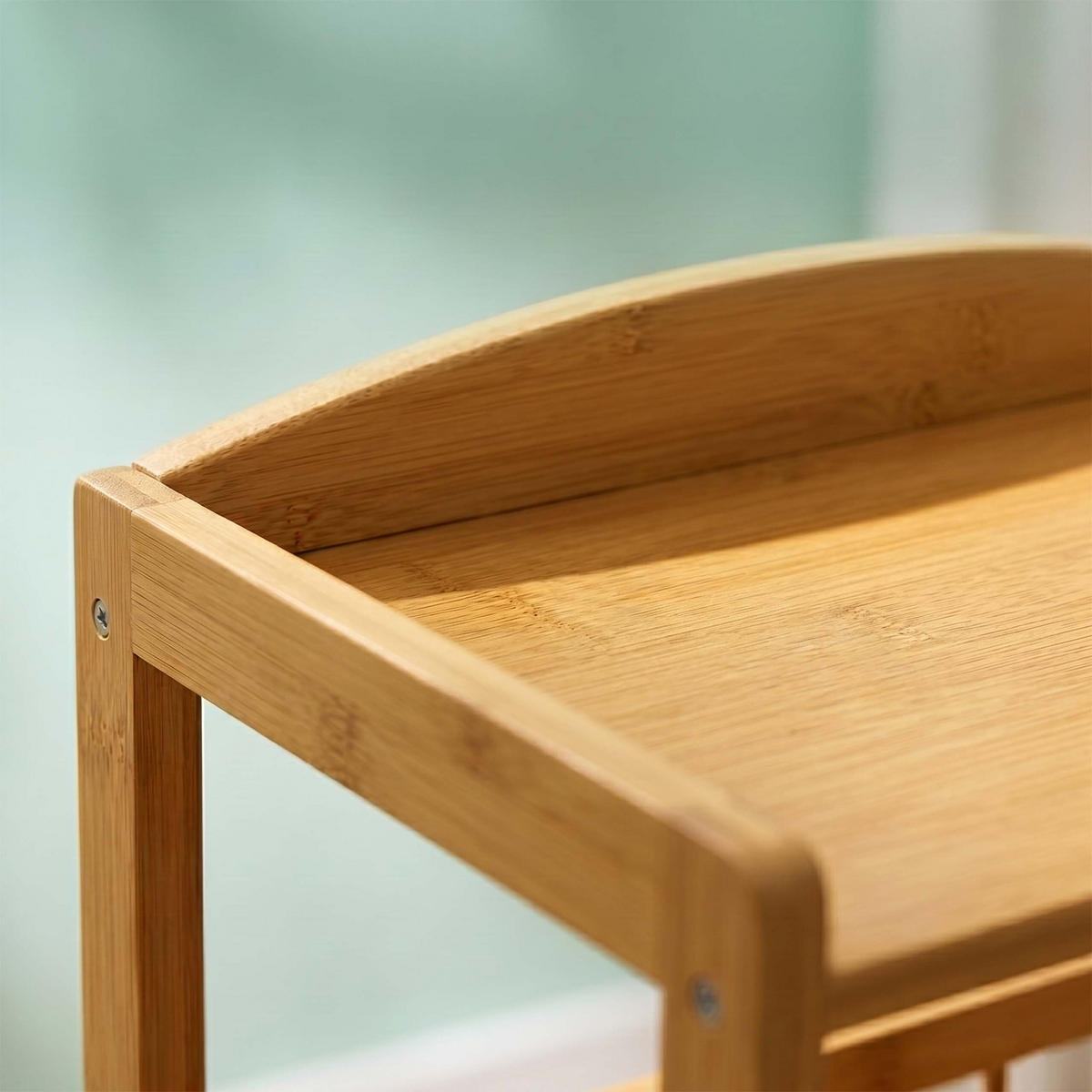 SERVERINGSVAGN Natur bambu med hjul - Ljusbrun, Trä/Plast (53/80/30cm) - Relaxdays
