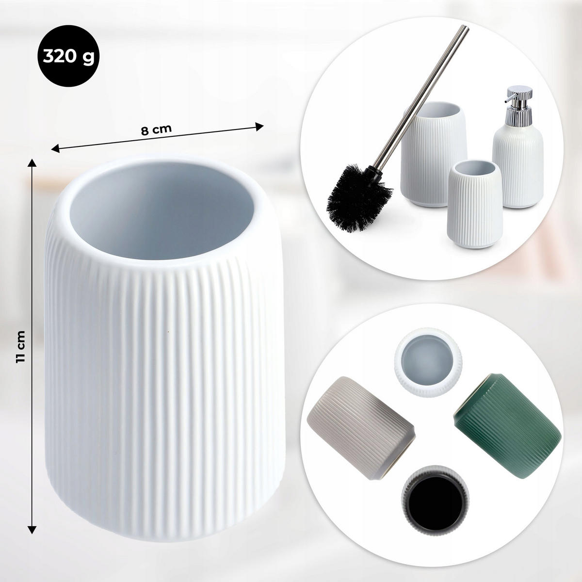 BADEZIMMERBECHER - Weiß, Keramik (8/11cm) - KADAX