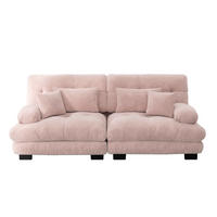 ECKSOFA modular Chenille Pink mit Deko- und Lendenkissen - Pink, Kunststoff (77/81/220cm) - Meubliv