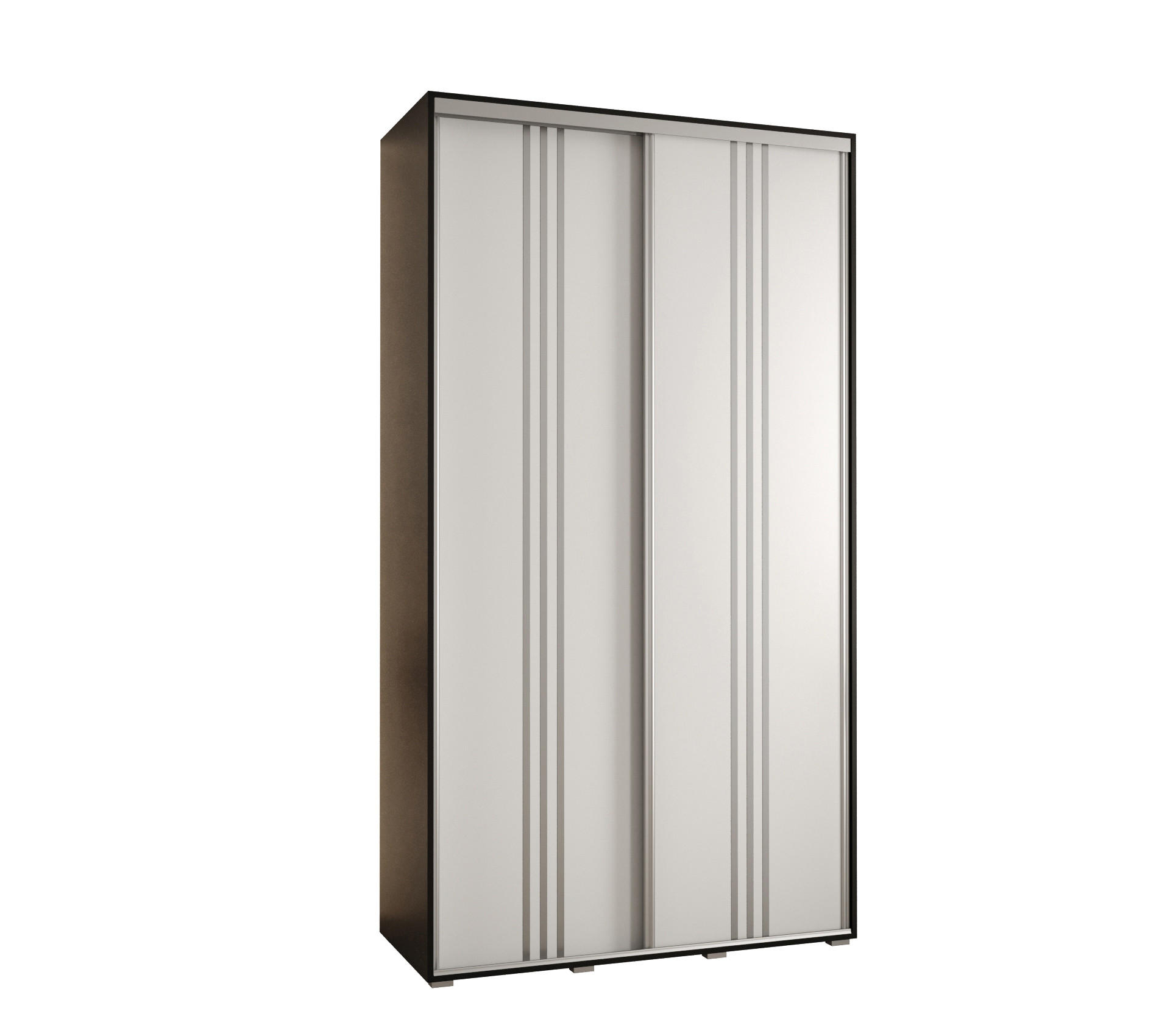 Abiks Möbel Schwebetürenschrank Schwarz, Weiß, Silber 140x235x45 cm