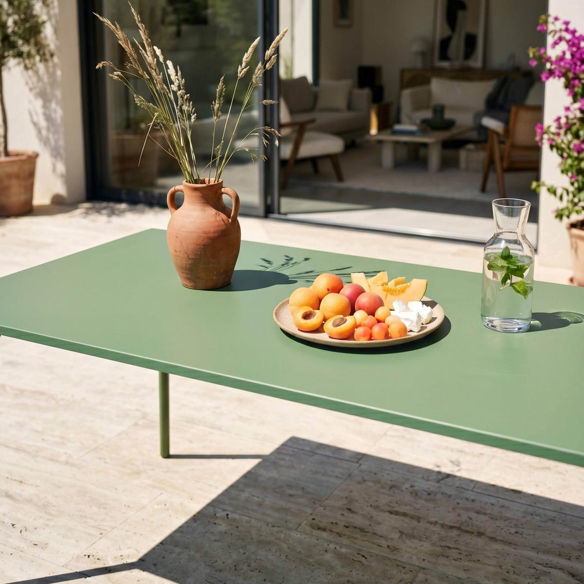 GARTENTISCH , Kaktusgrünen - Smaragdgrün, Metall (180/90/72cm) - Oviala