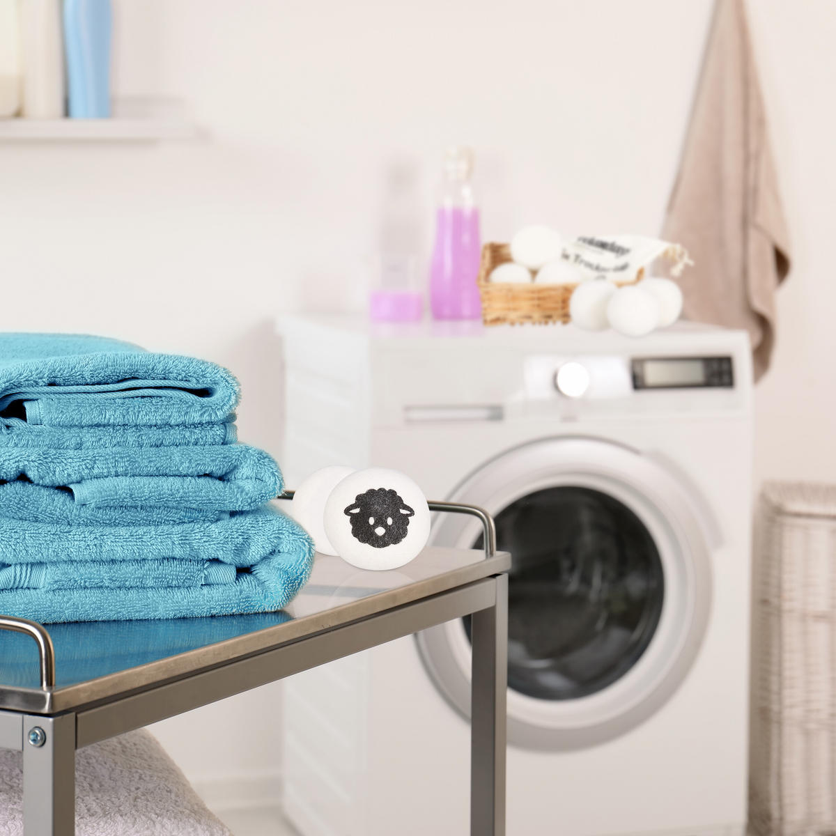 TROCKNERBÄLLE Weiß 8er-Set Schafwolle - Weiß, Textil (7/7/7cm) - Relaxdays