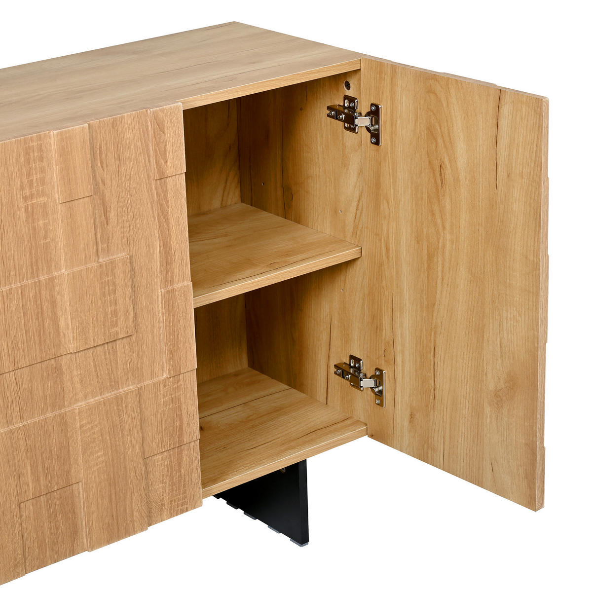 SIDEBOARD Natur Holzoptik Schwarz 3 Türen Verstellbare Böden - Multicolor, Holzwerkstoff (105/76/33.5cm) - FLIEKS