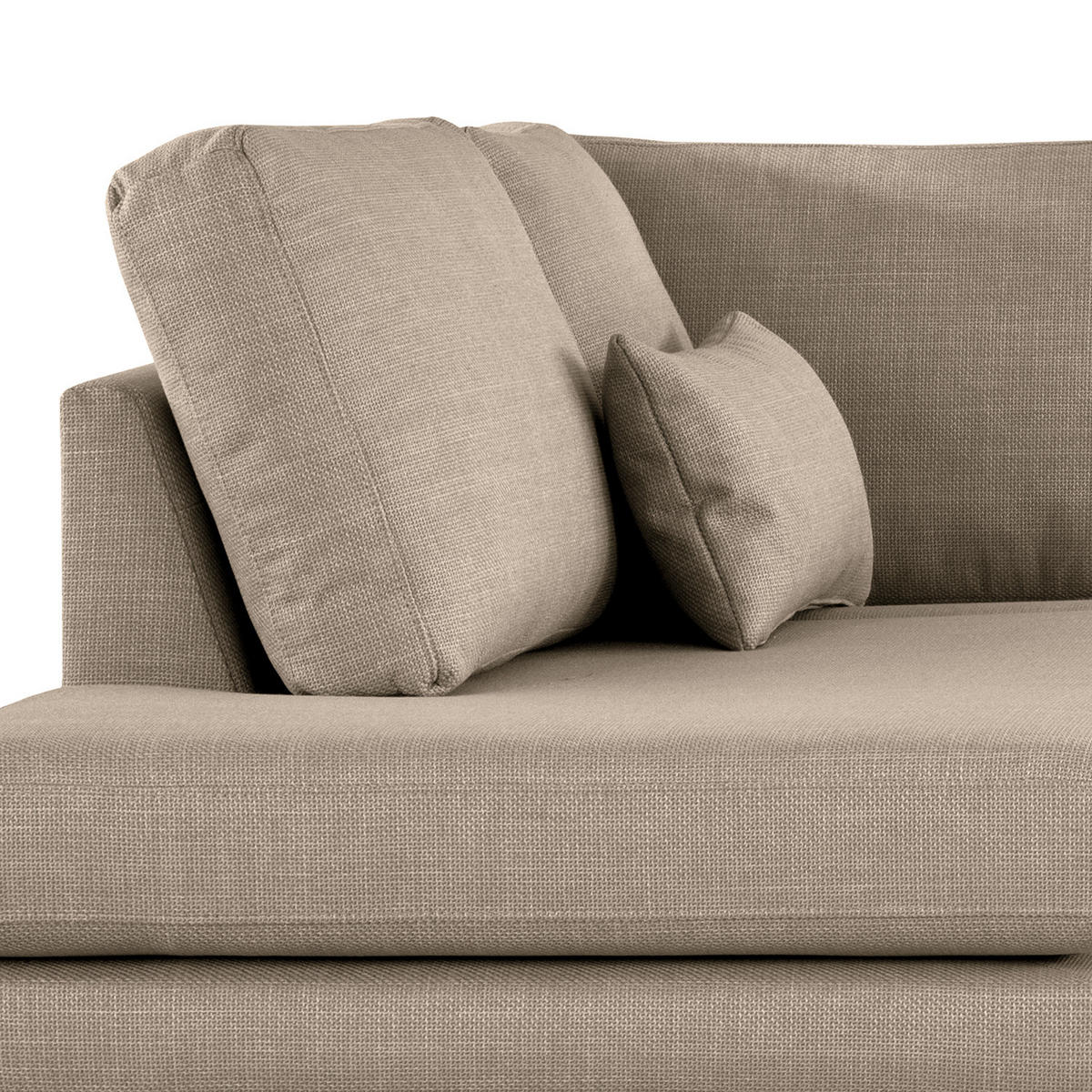 ECKSOFA mit Ottomane - Taupe/Buchefarben, Buchenholz/Textil (287/219cm) - home24