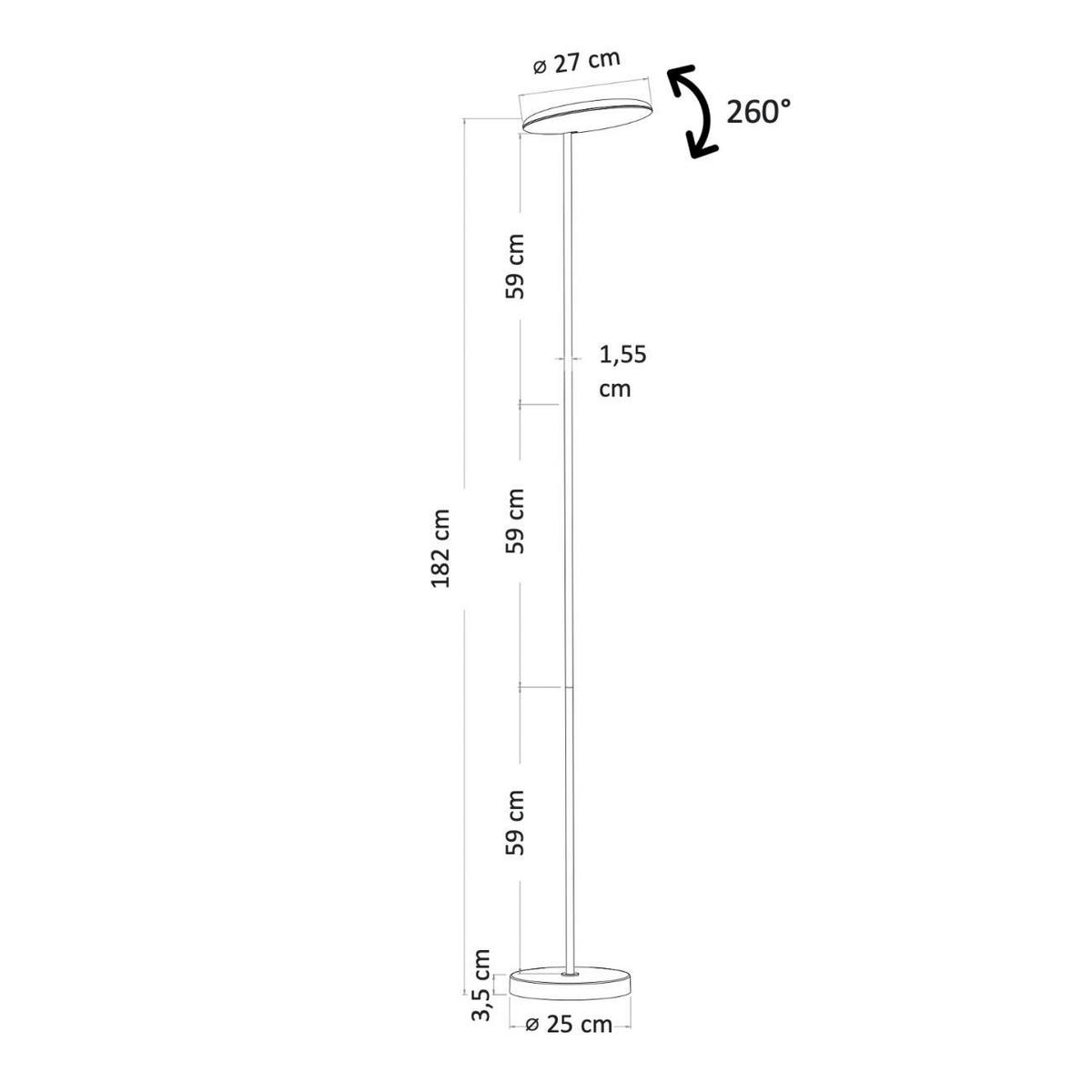 STEHLEUCHTE Kalena, Weiß, 182cm - Weiß, Metall (182/27/182cm) - KOSILUM