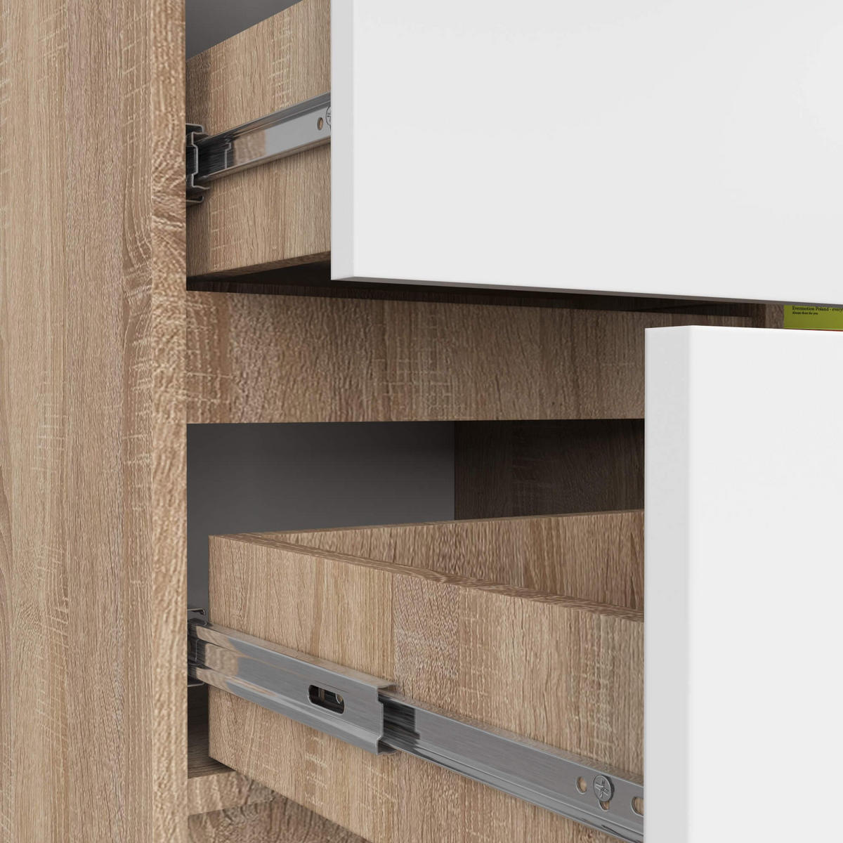 KOMMODE Jerry, Sonoma-Weiß, 35x80x77 cm - Weiß/Sonoma Eiche, Holz (80/77/35cm) - Milordbikes