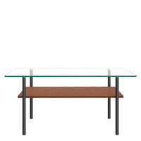 COUCHTISCH mit Glasplatte Schwarz/Holzoptik 98/58/45 cm mit MDF Ablage - Transparent/Schwarz, Glas/Holzwerkstoff (97.7/57.7/45cm)