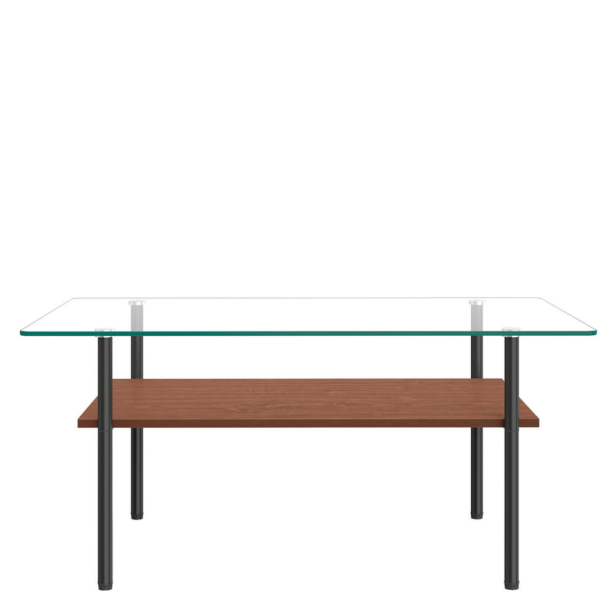 COUCHTISCH DE-37418 rechteckig mit Glasplatte und MDF-Ablage Braun - Schwarz/Braun, Metall (97.7/57.7/45cm) - ComfortXL
